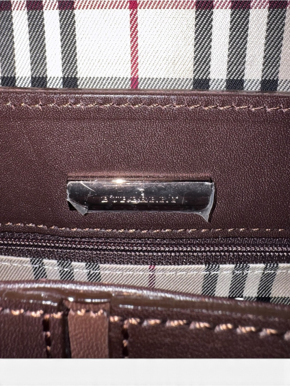 Vintage Burberry Brown Leather Shoulder Bag – Authentic NWOT never used - Picture 4 of 10